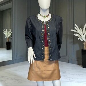Women's NYCC Denim Studded Zip Up Jacket Size XL Dark Wash NWOT